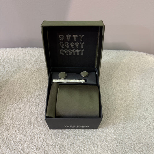 Coffret Accessoires Homme – Vert Olive Uni