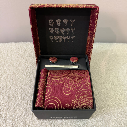Coffret Accessoires Homme – Bordeaux & Or