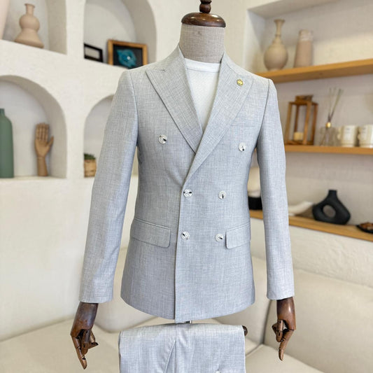 Costume Croisé Gris Clair Montparnasse