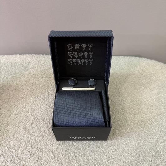 Coffret Accessoires Homme – Bleu Nuit Texturé