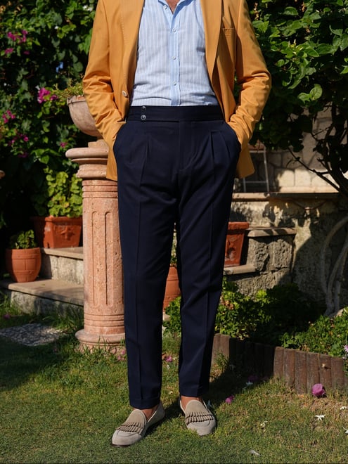 Pantalon Taille Haute Bleu