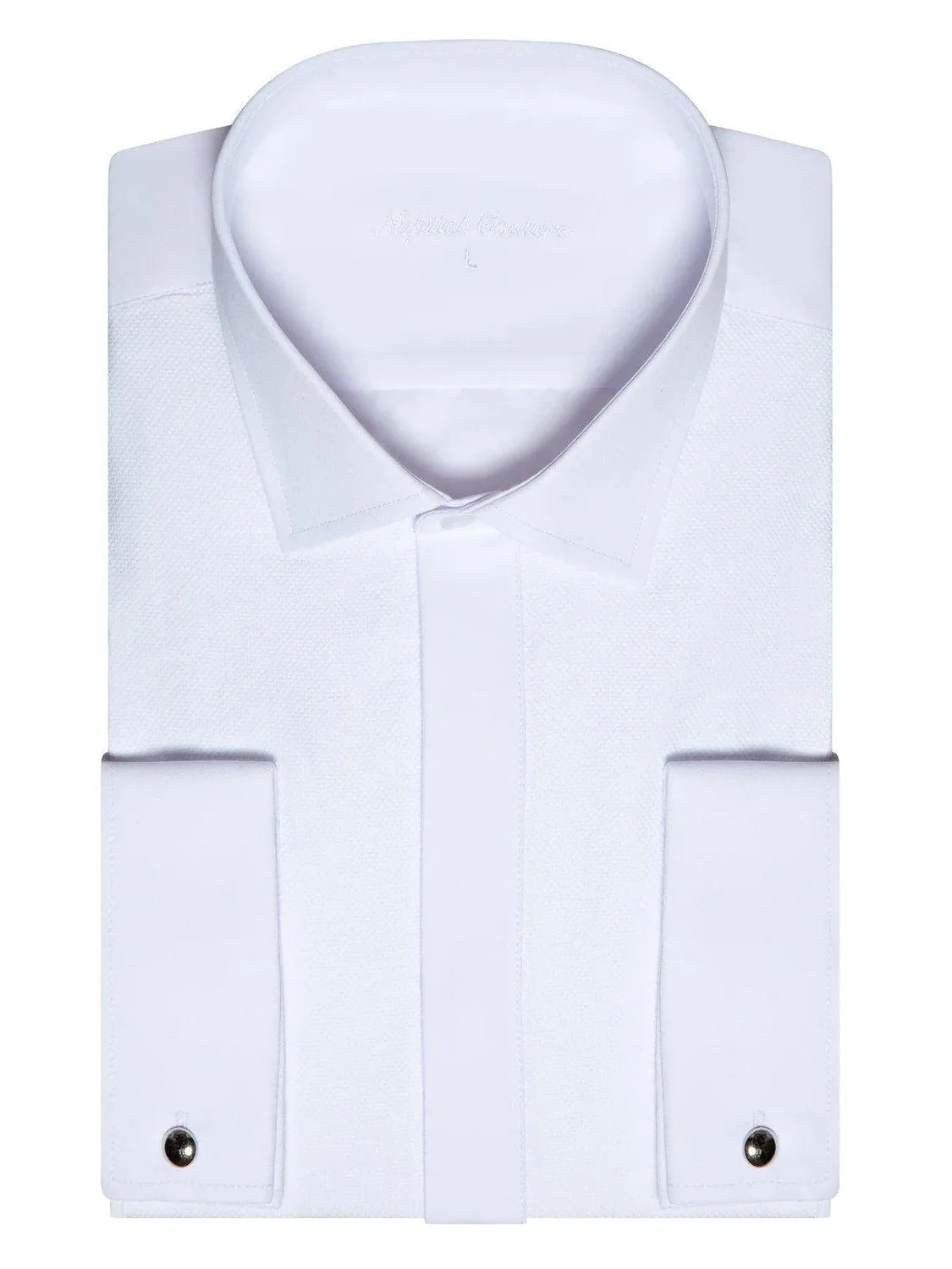 Chemise Blanche à Col Cassé et Boutons Cachés
