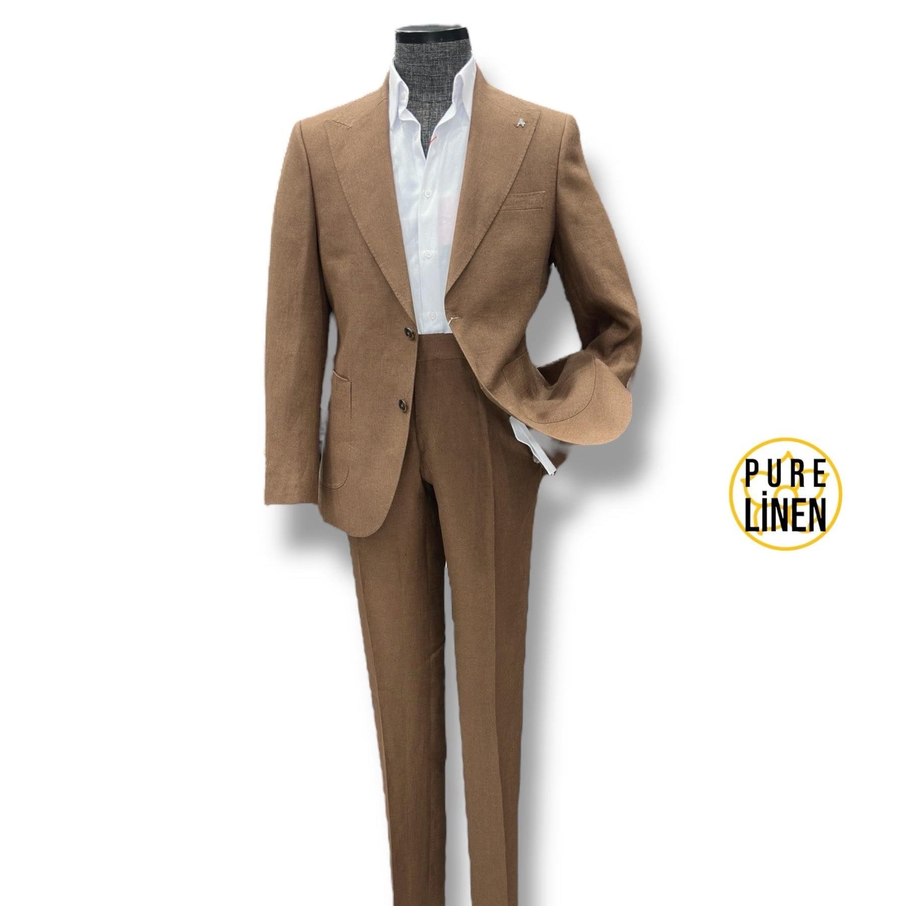 Costume Marron 100% Lin