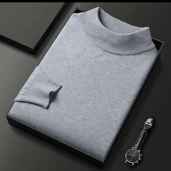Pull Col Montant Gris